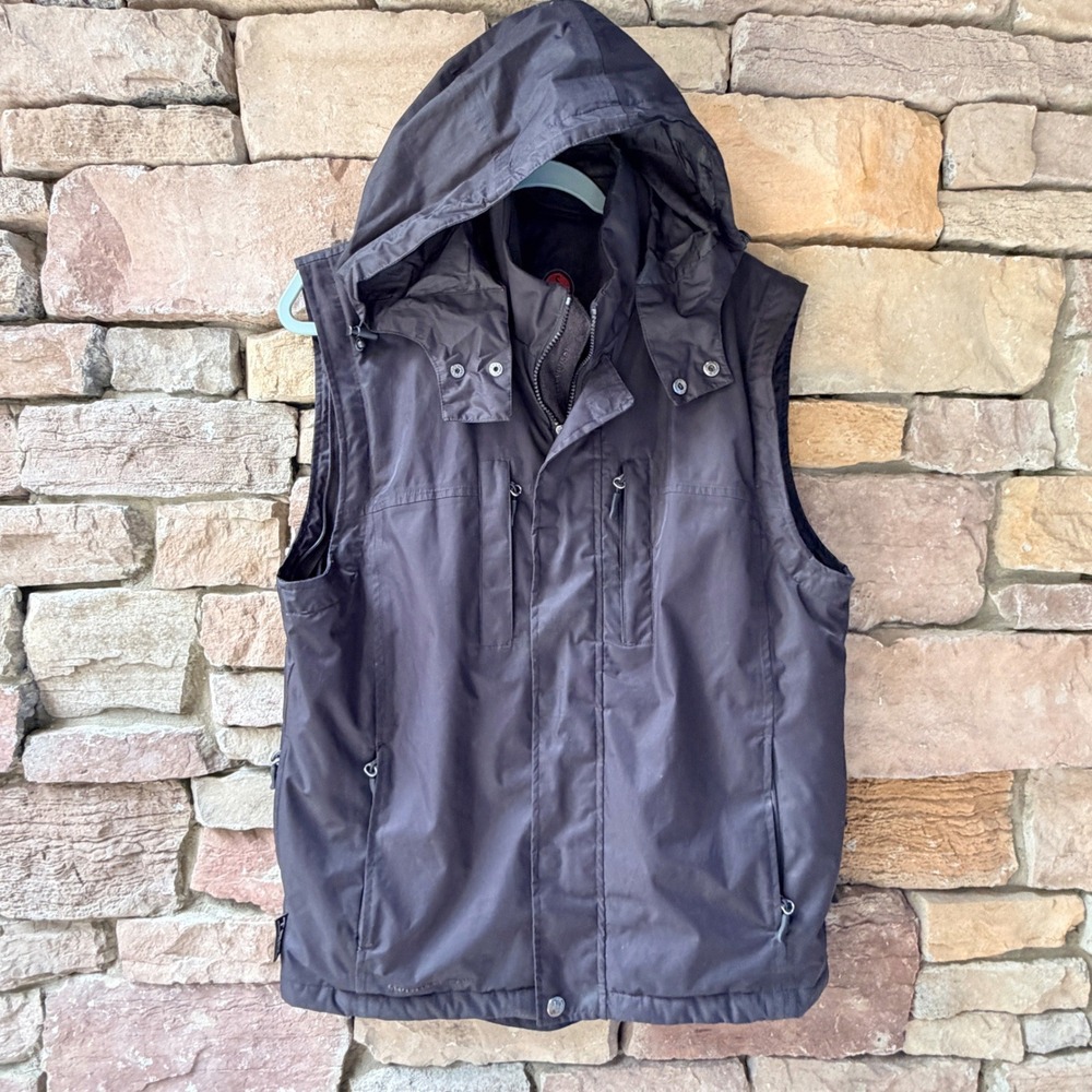 SCOTTEVEST Mens Medium Vest Multi-Pocket Hooded Travel Utility Black Utility